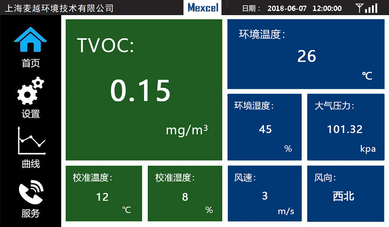 TVOC 在线报警监测系统软件界面.